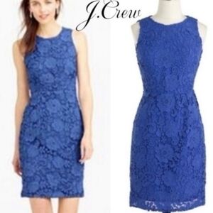 J. Crew blue sleeveless floral lace sheath dress (size 2)